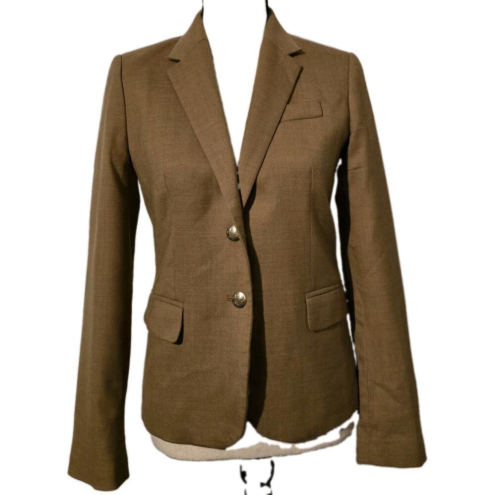 J.Crew Women's Schoolboy Blazer Jacket Size 4 Wool Blend Camel